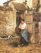 Mosler, Henry Peasant Girl and Doves china oil painting reproduction